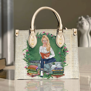Wallpaper Girl Reading Book, Book Lover Leather Bag Gift - Leather Bag - GoDuckee