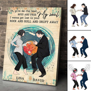 Personalized Dancing Couple Poster - Give Me The Beat - Vinyl Record Background - Poster & Canvas - GoDuckee