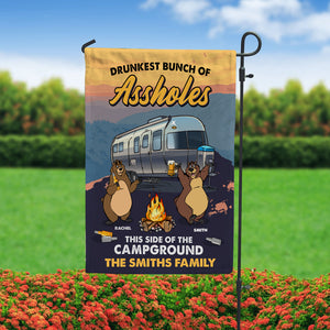 Personalized Camping Bears Flag - Drunkest Bunch of Assholes - Custom Bear Family Member - Flag - GoDuckee