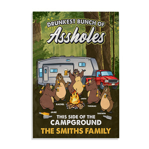 Personalized Camping Bears Flag - Drunkest Bunch of Assholes - Custom Bear Family Member - Flag - GoDuckee