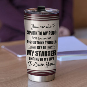 Personalized Biker Couple Tumbler Cup - You & Me We Got This, You're The Key To My Starter - Tumbler Cup - GoDuckee