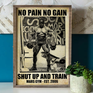 Vintage WeightLifting Poster - No Pain No Gain - Custom Name, Number - Poster & Canvas - GoDuckee
