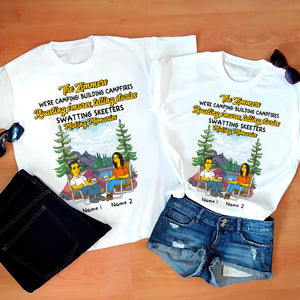 Personalized Gifts For Couples, We're camping, building campfires, roasting s'mores, telling stories,making memorial, Custom Shirts - Shirts - GoDuckee