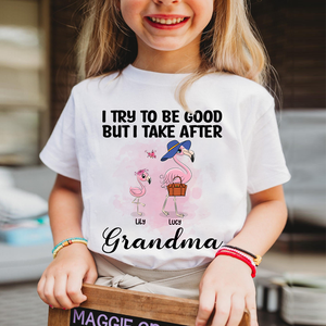 Personalized Gifts For Her, I try to be good flamingo Grandma , Custom Shirts - Shirts - GoDuckee