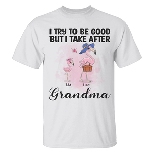Personalized Gifts For Her, I try to be good flamingo Grandma , Custom Shirts - Shirts - GoDuckee