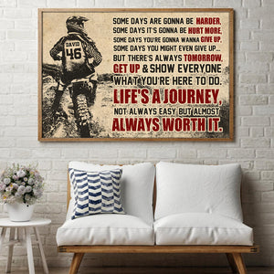 Personalized Motocross Poster - Dirt Bike Racer - Some Days Are Gonna Be Harder But Get Up & Show Everyone - Poster & Canvas - GoDuckee