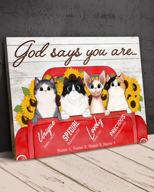 Personalized Sunflower Cat Lovers Poster, God Says You Are - Custom Cat Breeds - Poster & Canvas - GoDuckee