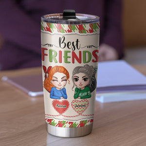 We Are Tied Together With Heartstrings Personalized Best Friends Tumbler, Christmas Gift - Tumbler Cup - GoDuckee