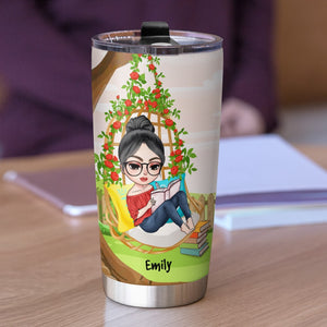 Personalized Writer-Author Tumbler Cup - custom book titles - Reading Girl - Tumbler Cup - GoDuckee