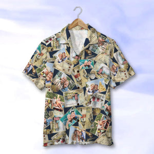Custom Old Couple Travel Hawaiian Shirt, Aloha Shirt, Gift For Couple - Hawaiian Shirts - GoDuckee