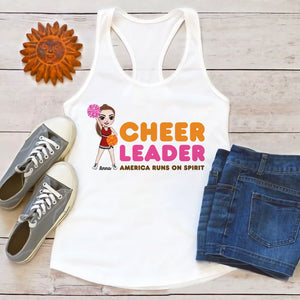 Cheerleader America Runs On Spirit Personalized Shirt Gift For Her - Shirts - GoDuckee
