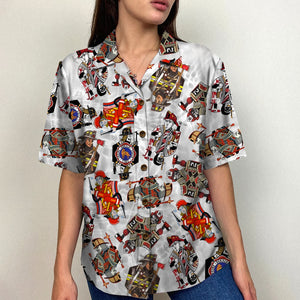 Firefighter Playing Card Hawaiian Shirt, Aloha Shirt, Gift For Him - Hawaiian Shirts - GoDuckee