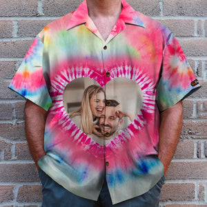 Custom Couple Tie Dye Hawaiian Shirt and Men Beach Shorts, Gift For Couple - Hawaiian Shirts - GoDuckee