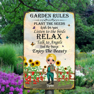 Garden Rules Personalized Gardener Metal Sign Gift For Gardener - Metal Wall Art - GoDuckee
