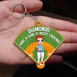 Softball Diamonds Are A Girl's Best Friend - Personalized Flat Car Ornament And Keychain - Ornament - GoDuckee
