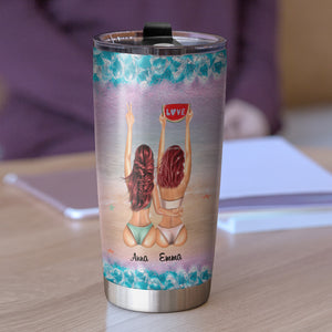 Personalized Beach Girls Tumbler - Our Memories Of The Ocean Will Linger On - Tumbler Cup - GoDuckee