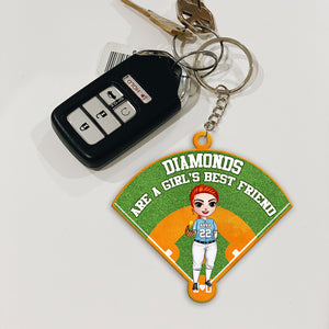 Softball Diamonds Are A Girl's Best Friend - Personalized Flat Car Ornament And Keychain - Ornament - GoDuckee