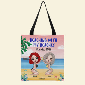 Beaching With My Beaches - Personalized Tote Bag - Gift For Friends/Besties - Cool Summer Girls - Tote Bag - GoDuckee