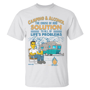 Simpsonized Gifts Camping and Alcohol the cause of and solution Custom Shirts - Shirts - GoDuckee
