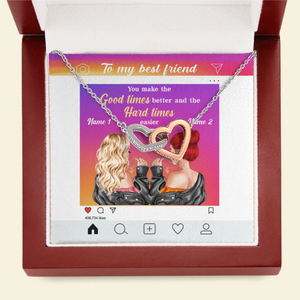 Personalized Bestie Interlocking Hearts Necklace - You Make The Good Times Better Message Card - Instagram Window - Jewelry - GoDuckee