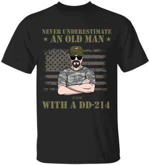 Personalized Veteran Dad Shirts - Never Underestimate An Old Man With DD-214 - Shirts - GoDuckee