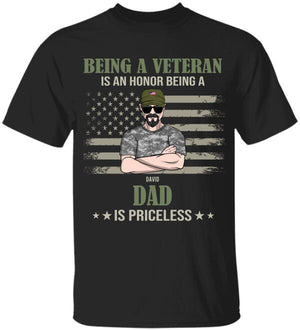 Personalized Veteran Dad Shirts - Being A Veteran Is An Honor - Priceless - American Flag - Shirts - GoDuckee