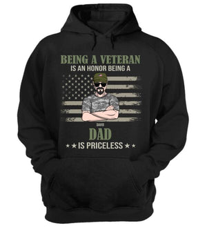 Personalized Veteran Dad Shirts - Being A Veteran Is An Honor - Priceless - American Flag - Shirts - GoDuckee