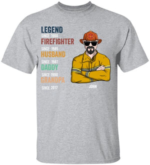 Personalized Firefighter Dad Shirts - Husband Daddy Legend Custom Name, Year Shirts - Shirts - GoDuckee