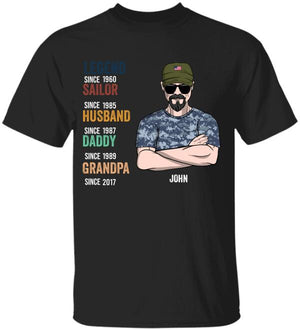 Personalized Veteran Dad Shirt - Legend Military Branch Husband Grandpa - Shirts - GoDuckee