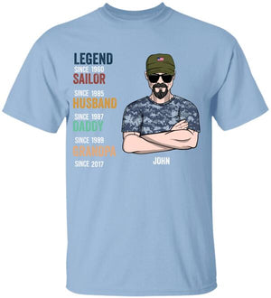 Personalized Veteran Dad Shirt - Legend Military Branch Husband Grandpa - Shirts - GoDuckee