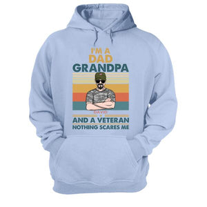 Personalized Veteran Dad Shirts - Retro Dad, Grandpa, Veteran Nothing Scares Me - Shirts - GoDuckee