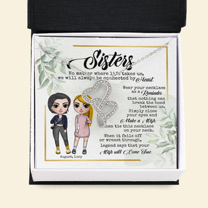 Besties No Matter Where Life Takes Us - Personalized Double Heart Necklace - Jewelry - GoDuckee