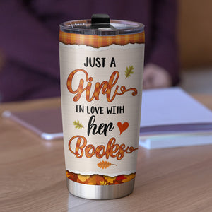 Personalized Autunm Girl Tumbler - For Book Lovers - Live In A World Where There Are October - Tumbler Cup - GoDuckee