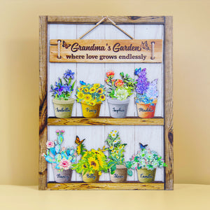 Grandma's Garden Where Love Grows Endlessly - Layered Wood Sign Stand - Wood Sign - GoDuckee