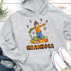 Halloween Scarecrow Grandma Personalized Autumn Shirt, Gift For Grandma - Shirts - GoDuckee