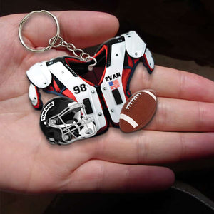 American Football Shoulder Pads And Helmet - Personalized Car Ornament And Keychain - Ornament - GoDuckee