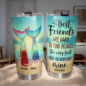 Personalized Mermaid Friends Tumbler - Best Friends Are Hard To Find - Tumbler Cup - GoDuckee
