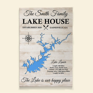 The Lake Is Our Happy Place Personalized Lake House Family Canvas Print Gift For Family - Poster & Canvas - GoDuckee