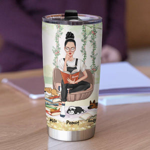 Personalized Reading Girl Tumbler - A Woman Cannot Survive On Books Alone - Tumbler Cup - GoDuckee