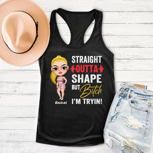 Gym Straight Outta Shape But Bitch I'm Tryin! - Personalized Shirts - Shirts - GoDuckee