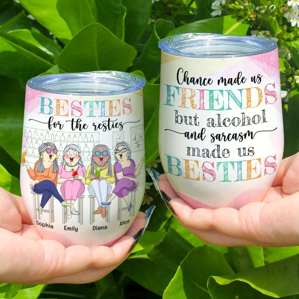 Alcohol And Sarcasm Made Us Besties - Personalized Bestie Wine Tumbler - Wine Tumbler - GoDuckee
