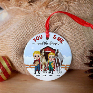 You And Me And The Horses, Couple Horse Breeders Ceramic Circle Ornament - Ornament - GoDuckee