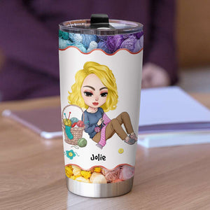 Personalized Knitting Girl Tumbler Cup - Crochet With No Chance - Tumbler Cup - GoDuckee