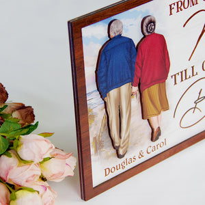 From Our First Kiss Till Our Last Breath Layered Old Couple Wood Sign Stand Gift For Couple - Wood Sign - GoDuckee