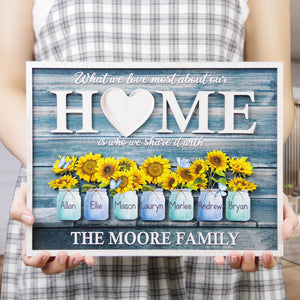 What We Love Most About Our Home Is Who We Share It With Personalized Family Layered Wood Sign Stand - Wood Sign - GoDuckee
