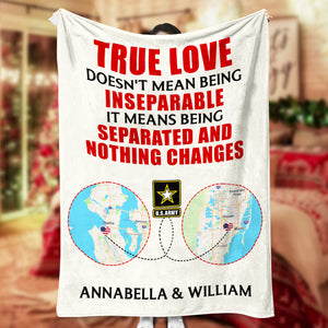 Military Couple Separated And Nothing Changes, Personalized Blanket - Blanket - GoDuckee