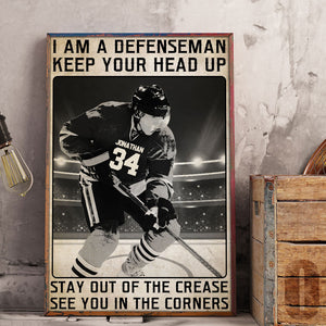 Personalized Defenseman Hockey Poster - I Am A Defenseman Keep Your Head Up - Vintage - Poster & Canvas - GoDuckee