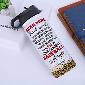 Personalized Female Baseball Player Water Bottle - Dear Mom, Thank You - Water Bottles - GoDuckee