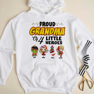 Family, Proud Grandma Of Little Heroes, Personalized Family Christmas Shirts - Shirts - GoDuckee