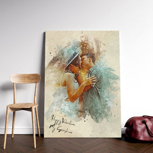 Custom Human Image Wall Art, Love Family, Human Painting 02 (Watercolor Action) - Poster & Canvas - GoDuckee